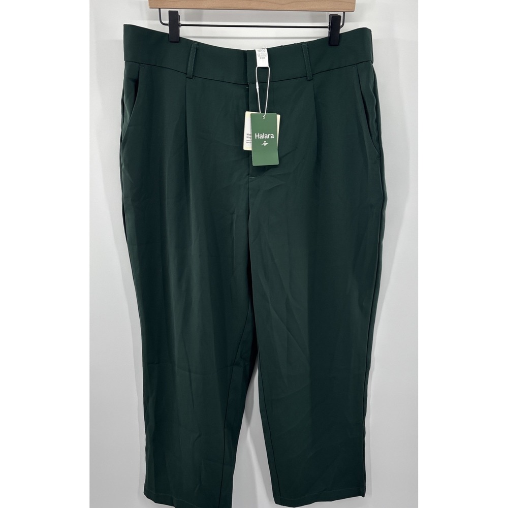 Halara Pleated High Waisted Trouser Pants XL‎ P Wide Leg Green Athleisure NWT